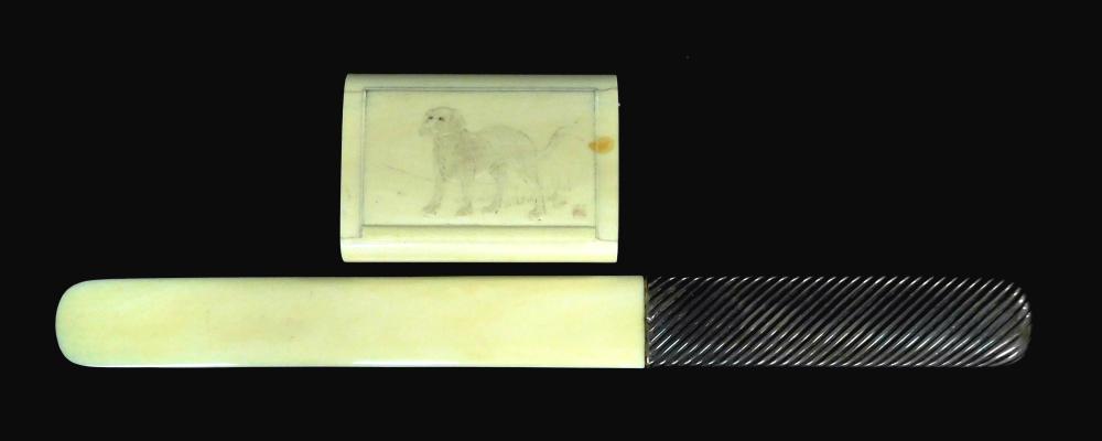 Appraisal: ASIAN Ivory two pieces hinged lid box Japanese th th