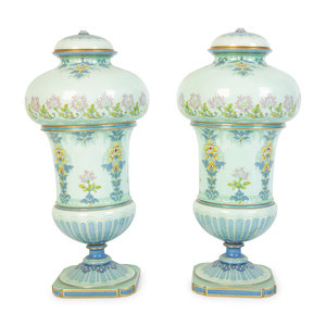 Appraisal: A Pair of Sevres Hard Paste Porcelain Lidded Vases in