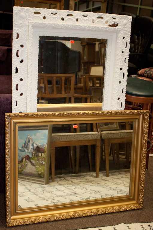 Appraisal: Continental painted wood mirror and similar giltwood mirror Estimate -