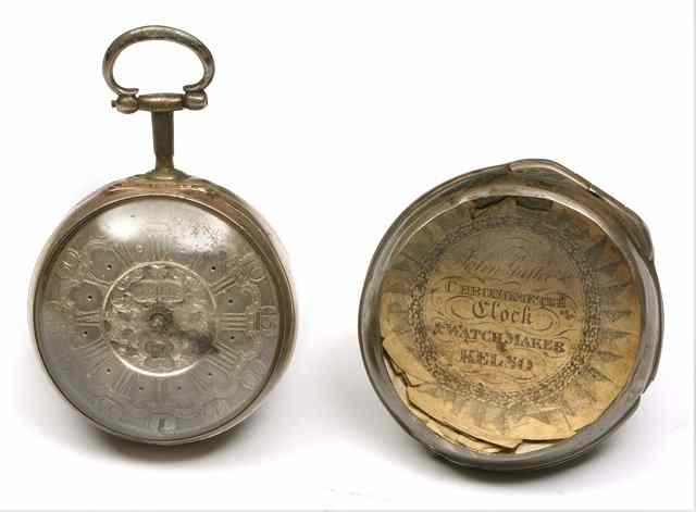 Appraisal: AN TH CENTURY SILVER PAIR CASE WATCH by J Drills