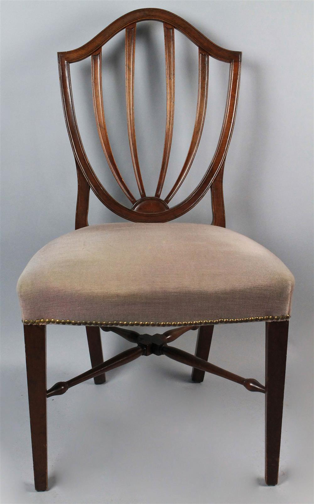 Appraisal: FEDERAL STYLE SHIELD BACK MAHOGANY CHAIR arched crest with shield