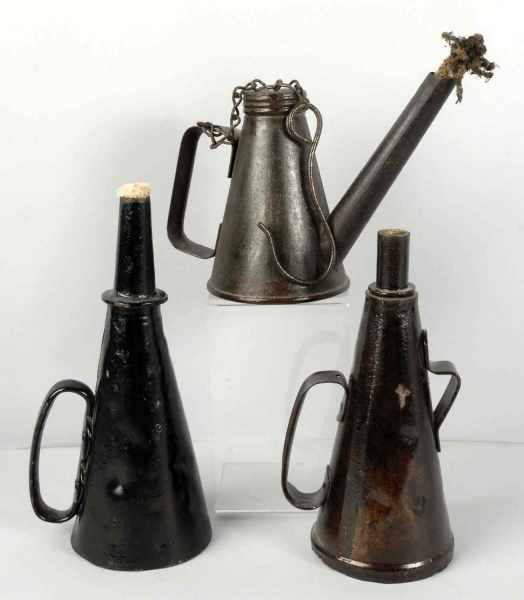 Appraisal: Lot of Cone-Shaped Oil Lanterns Description One has been repainted