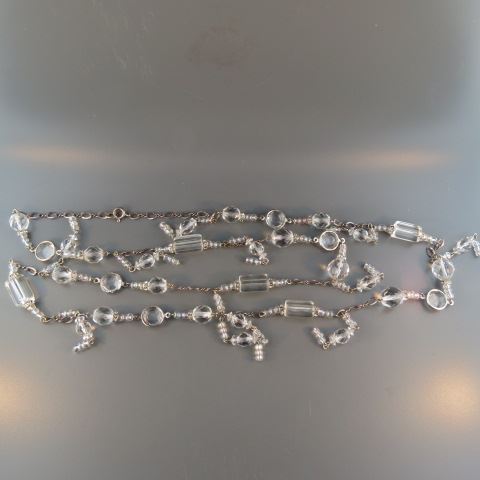 Appraisal: Sterling Silver and Crystal Necklace deco style long