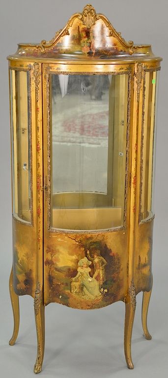 Appraisal: Louis XV style bowed glass curio cabinet with two glass