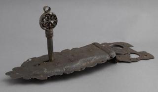 Appraisal: Rare French Hammered Wrought Iron Coffer Lock t Rare French