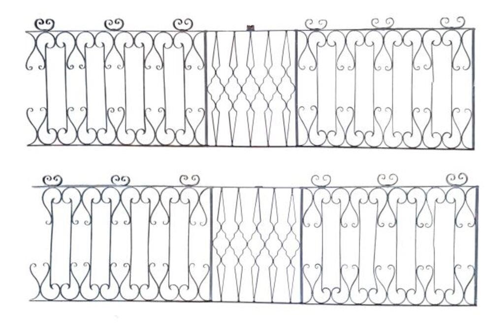 Appraisal: lot of Architectural wrought iron railings early th c having