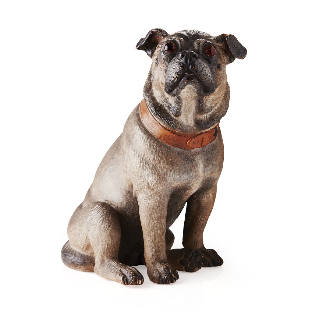 Appraisal: AUSTRIAN COLD PAINTED TERRACOTTA FIGURE OF A PUG LATE TH