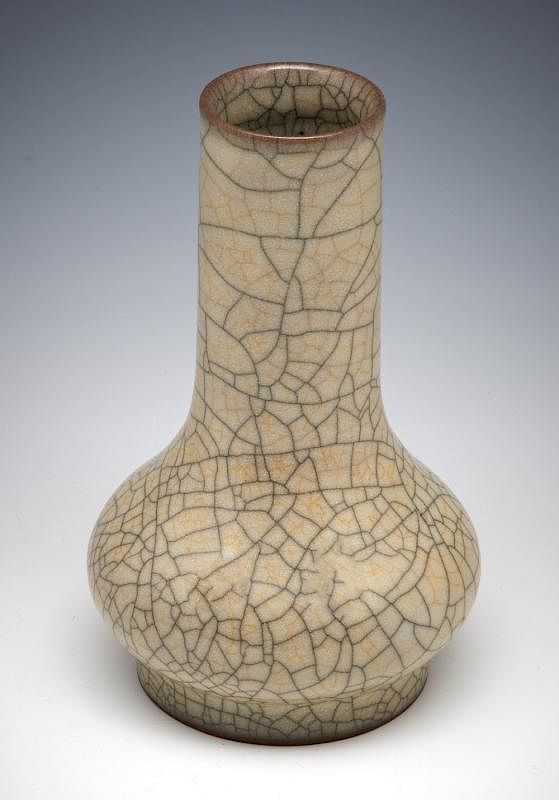 Appraisal: Chinese Crackle Glazed Bottle Vase Chinese Crackle Glazed Bottle Vase