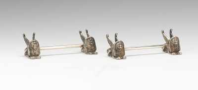 Appraisal: A Pair of Egyptian Revival Silver Knife Rests Very similar