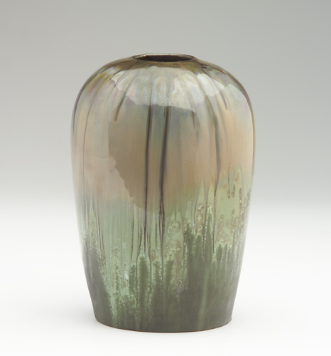 Appraisal: FULPER PRANG Ovoid vase with closed-in rim covered in a