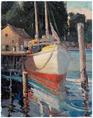 Appraisal: Walt Alonzo Lee painting California - titled verso Monterey boat