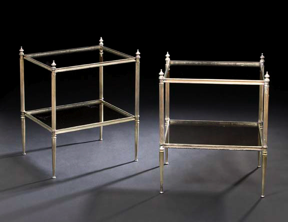 Appraisal: Pair of Louis XVI-Style Argente Metal and Glass End Tables