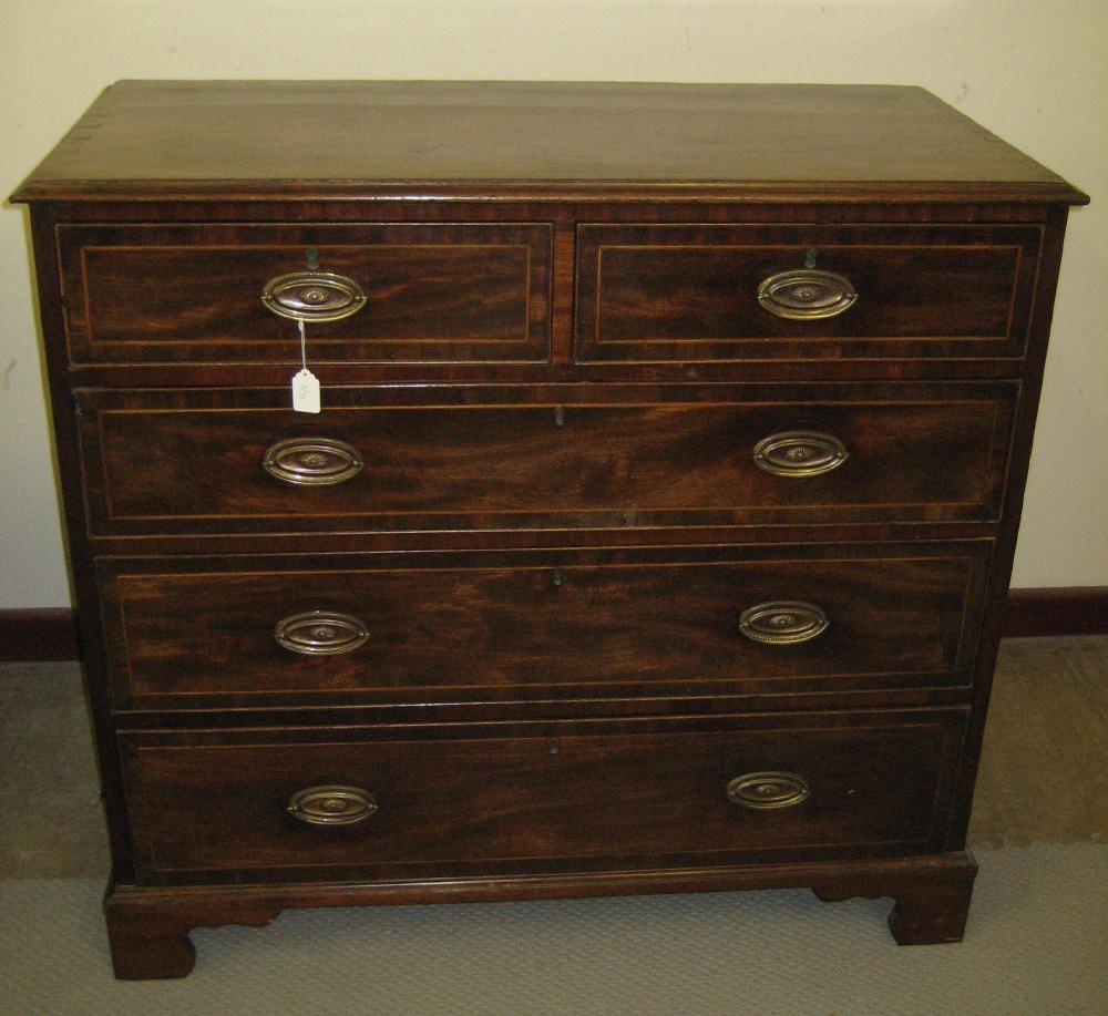 Appraisal: A MAHOGANY CHEST early th century crossbanded with stringing moulded