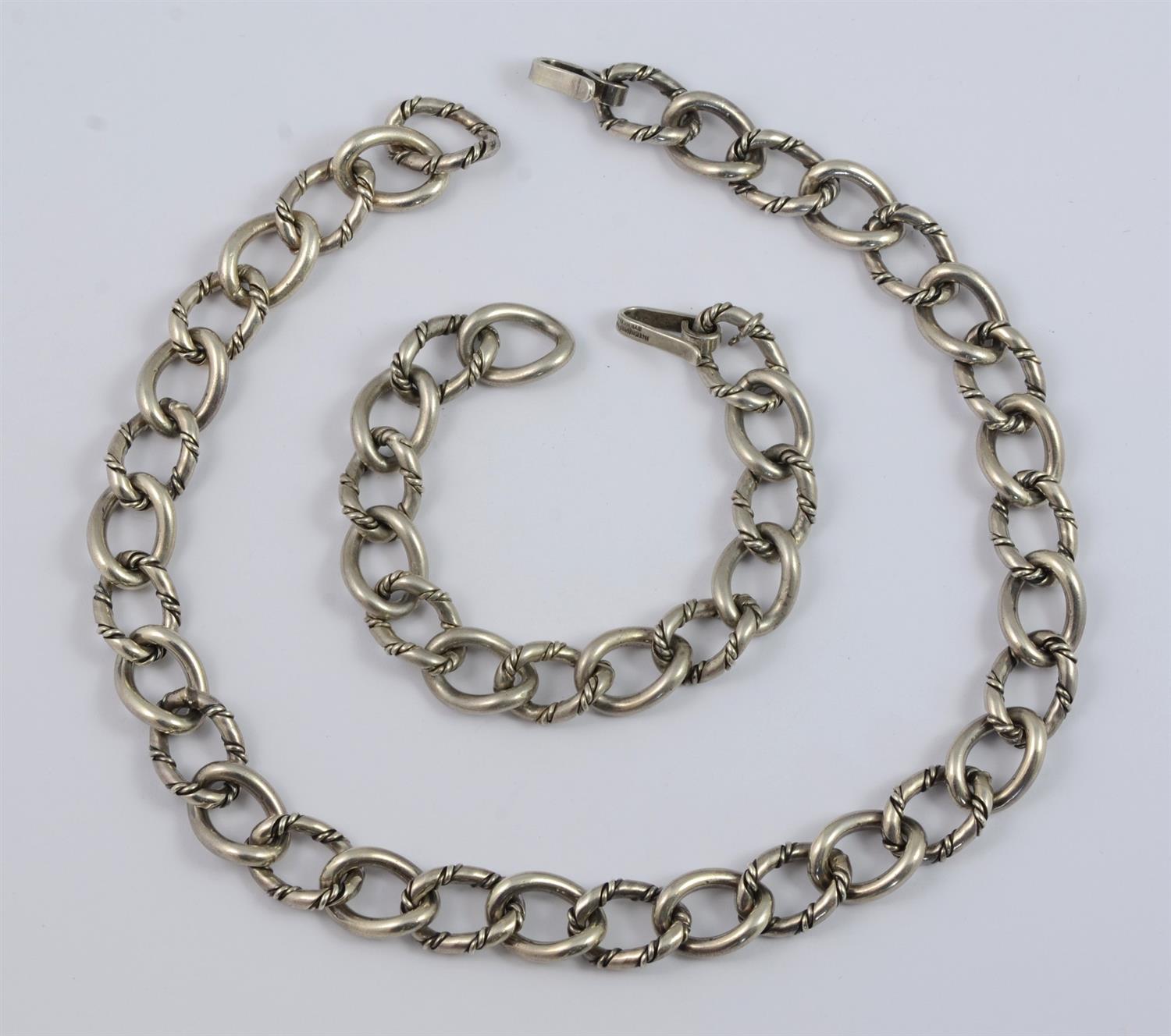 Appraisal: Handmade Jensen USA Sterling Silver Necklace and Bracelet by LaPaglia