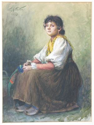 Appraisal: George Harcourt Sephton - Seated peasant girl A seated rabbi