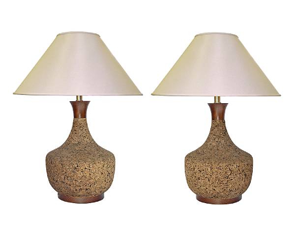 Appraisal: A pair of American cork and wood bottle form lamps