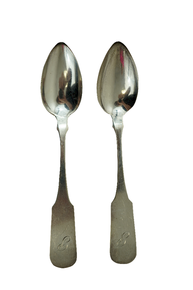 Appraisal: Elias Baker Jersey SIlver Teaspoons Elias Baker New Jersey Two