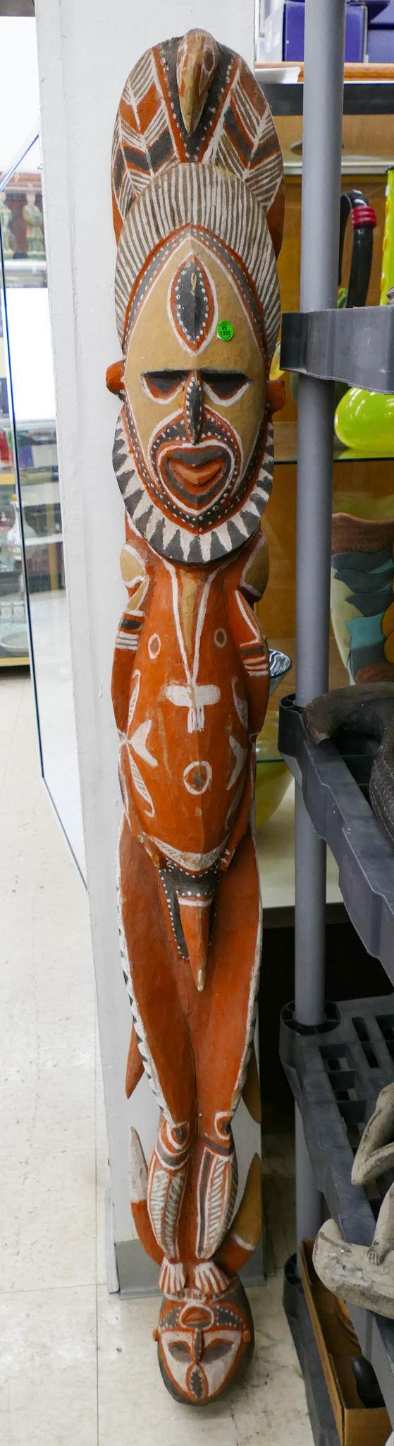 Appraisal: Papua New Guinea Large Painted Wood Totem ''