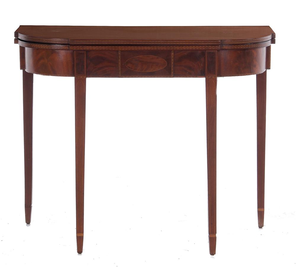 Appraisal: Federal inlaid mahogany games table first quarter th century breakfront