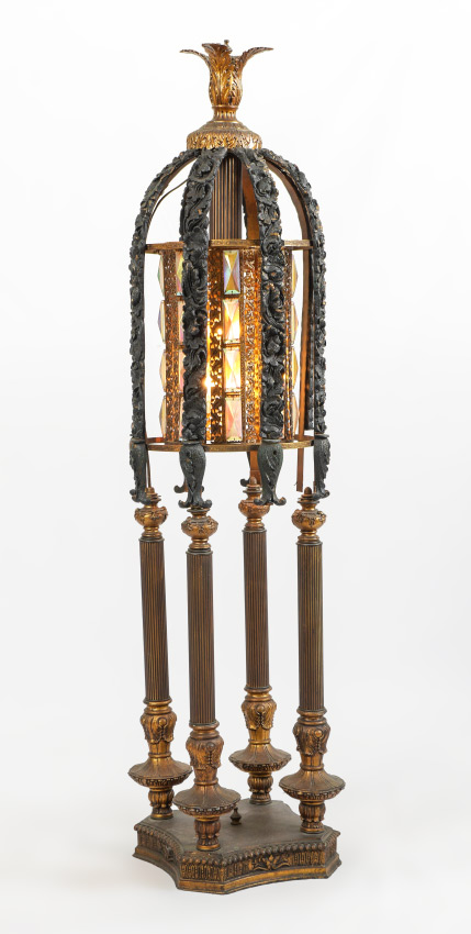 Appraisal: STANDING MOSQUE FLOOR LAMP Mixed metal floor lamp in the