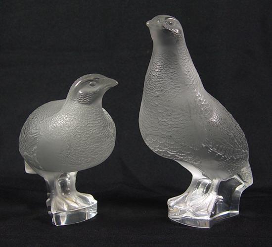 Appraisal: Pair of Lalique Quail Frosted onto clear base Both marked