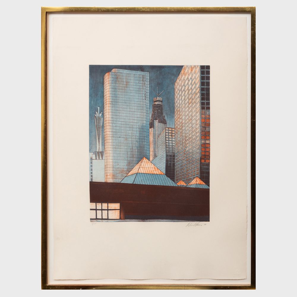 Appraisal: Richard Haas b Cityscape Etching in colors on wove paper