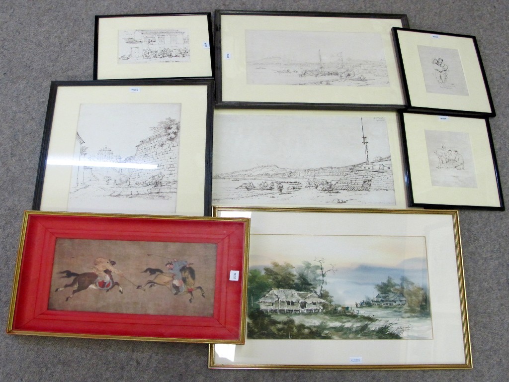 Appraisal: Lot comprising twelve various etchings prints oils etc Provenance Viscount