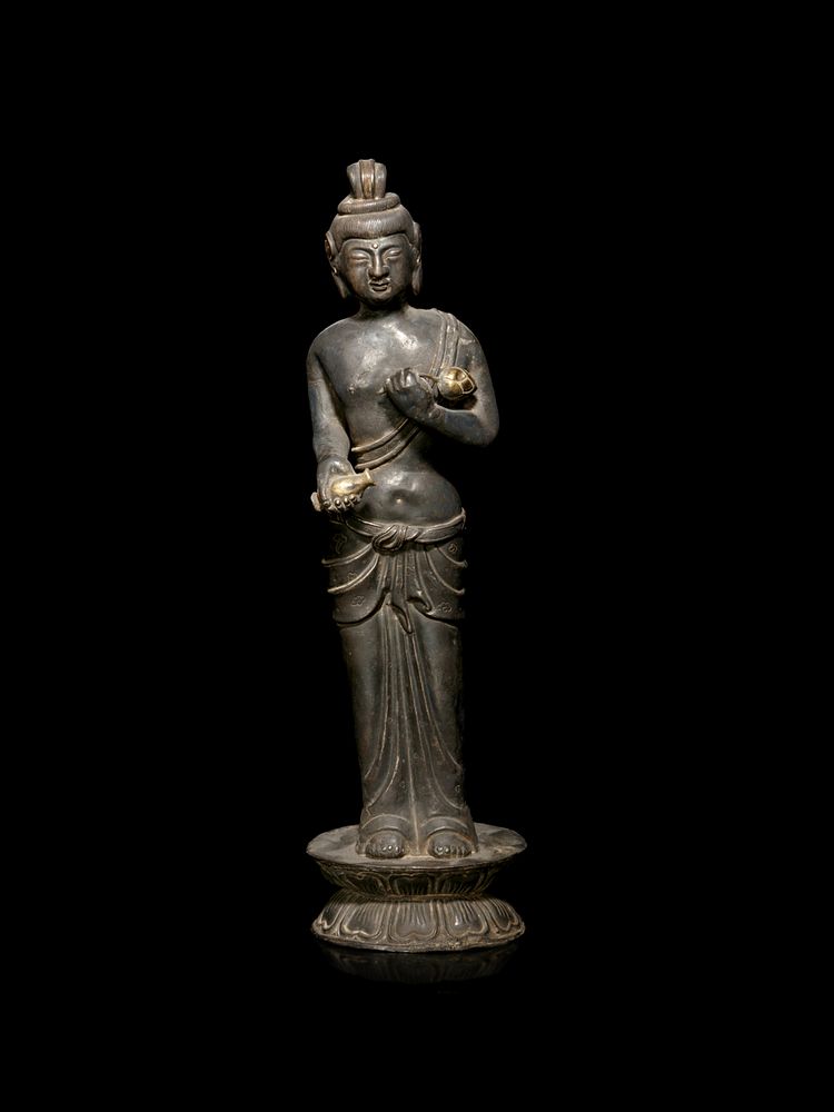 Appraisal: A Pewter Figure of a Standing Bodhisattva A Pewter Figure