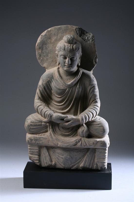 Appraisal: GANDHARAN GREY SCHIST FIGURE OF BUDDHA circa th century -