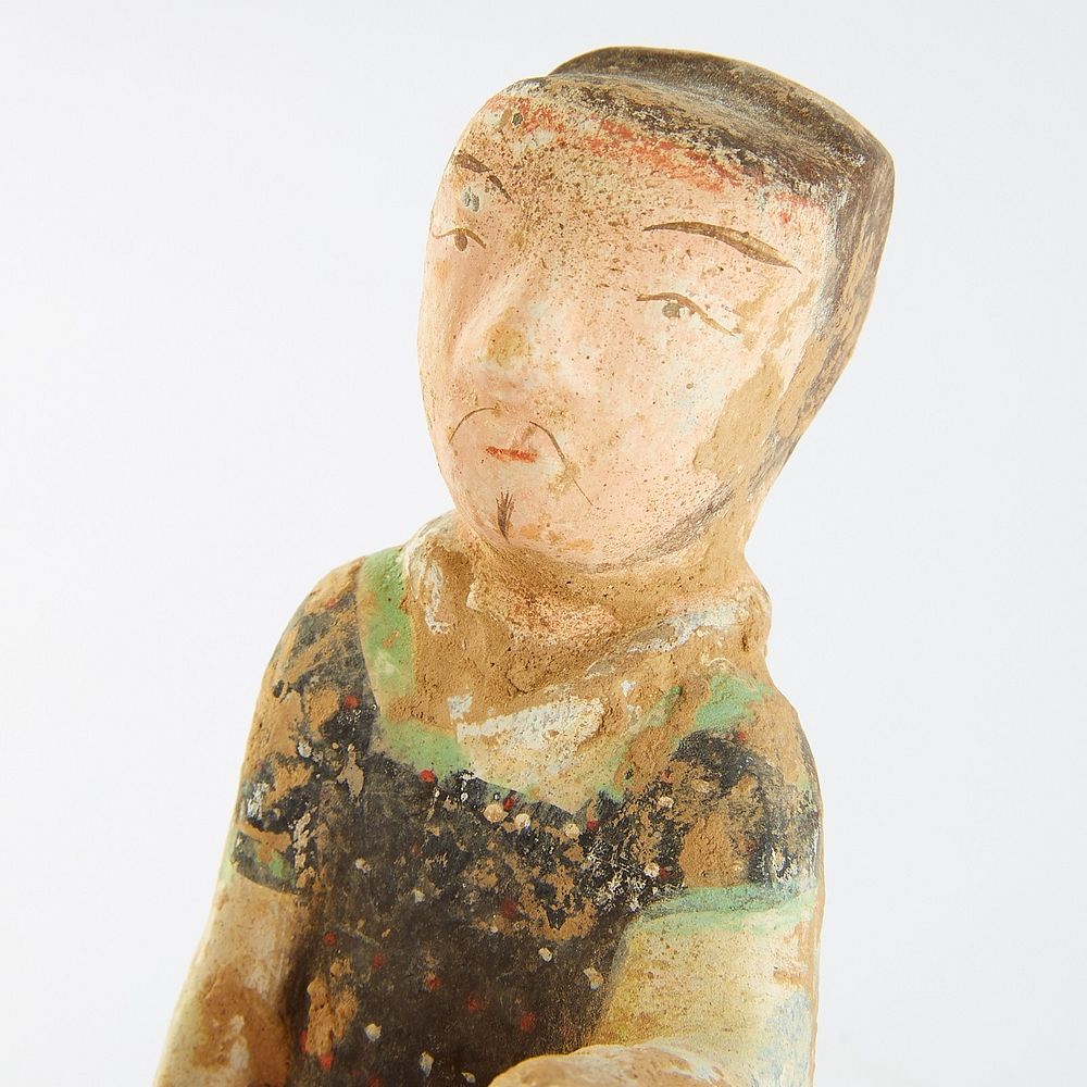 Appraisal: Early Chinese Tomb Figure of a Man Chinese polychrome ceramic