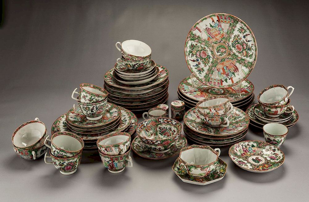 Appraisal: Pc Rose Medallion Dish Set DESCRIPTION Fifty-four piece rose medallion