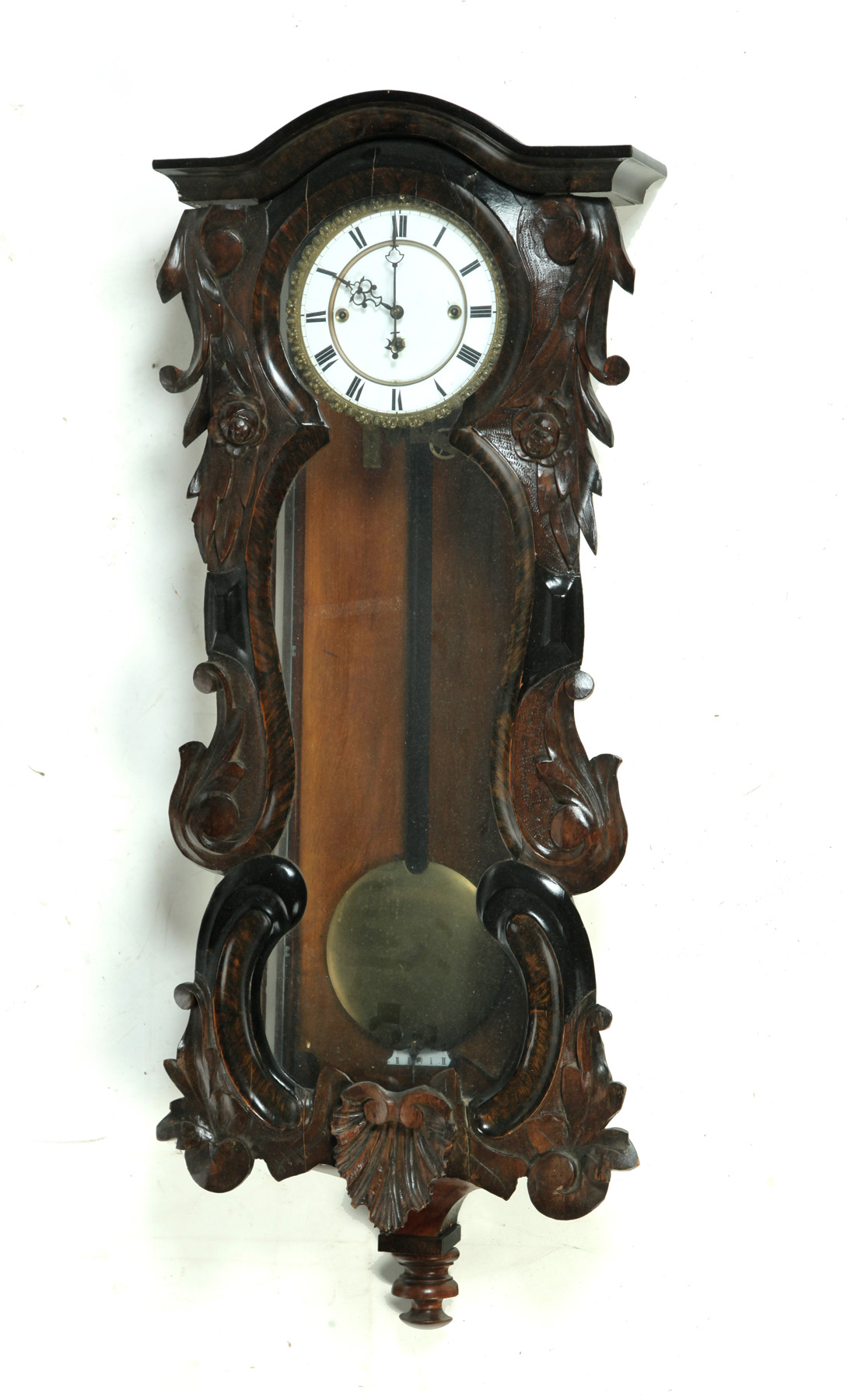 Appraisal: WALL CLOCK WITH BLACK FOREST-STYLE CARVING European th quarter- th