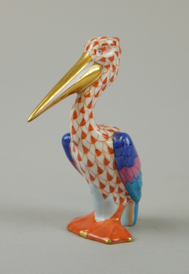 Appraisal: A Herend Hungary figure of a pelican in blue pink