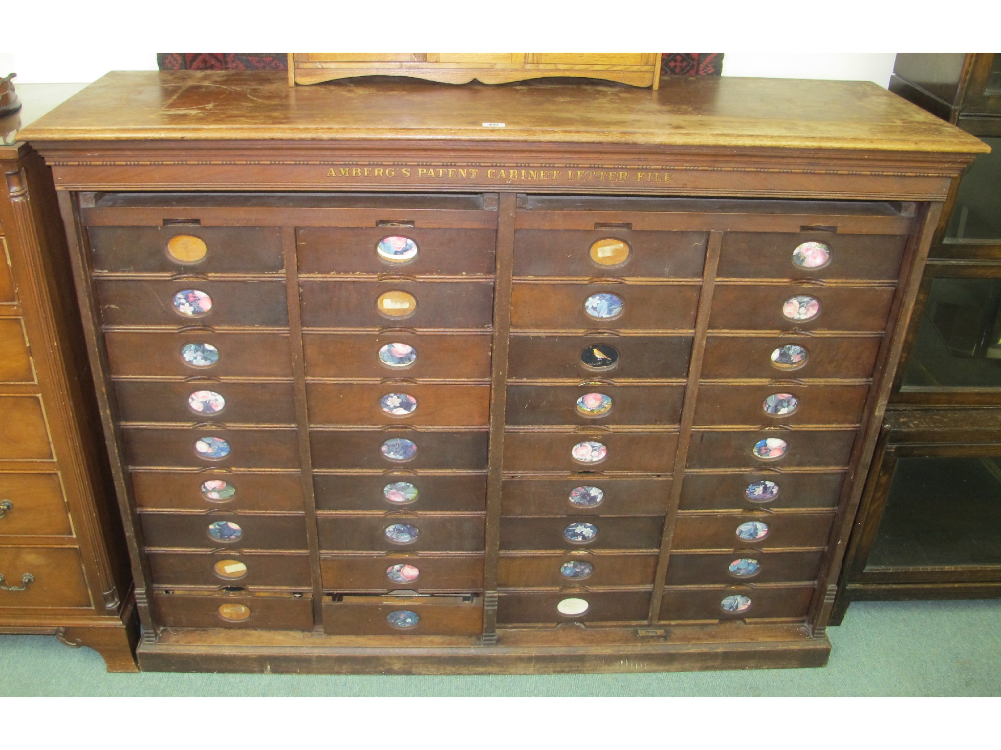 Appraisal: Mahogany Amberges patent cabinet letter file