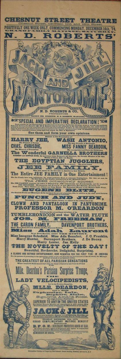 Appraisal: piece American th-Century Theatre Broadside Chestnut Street Theatre Jack and