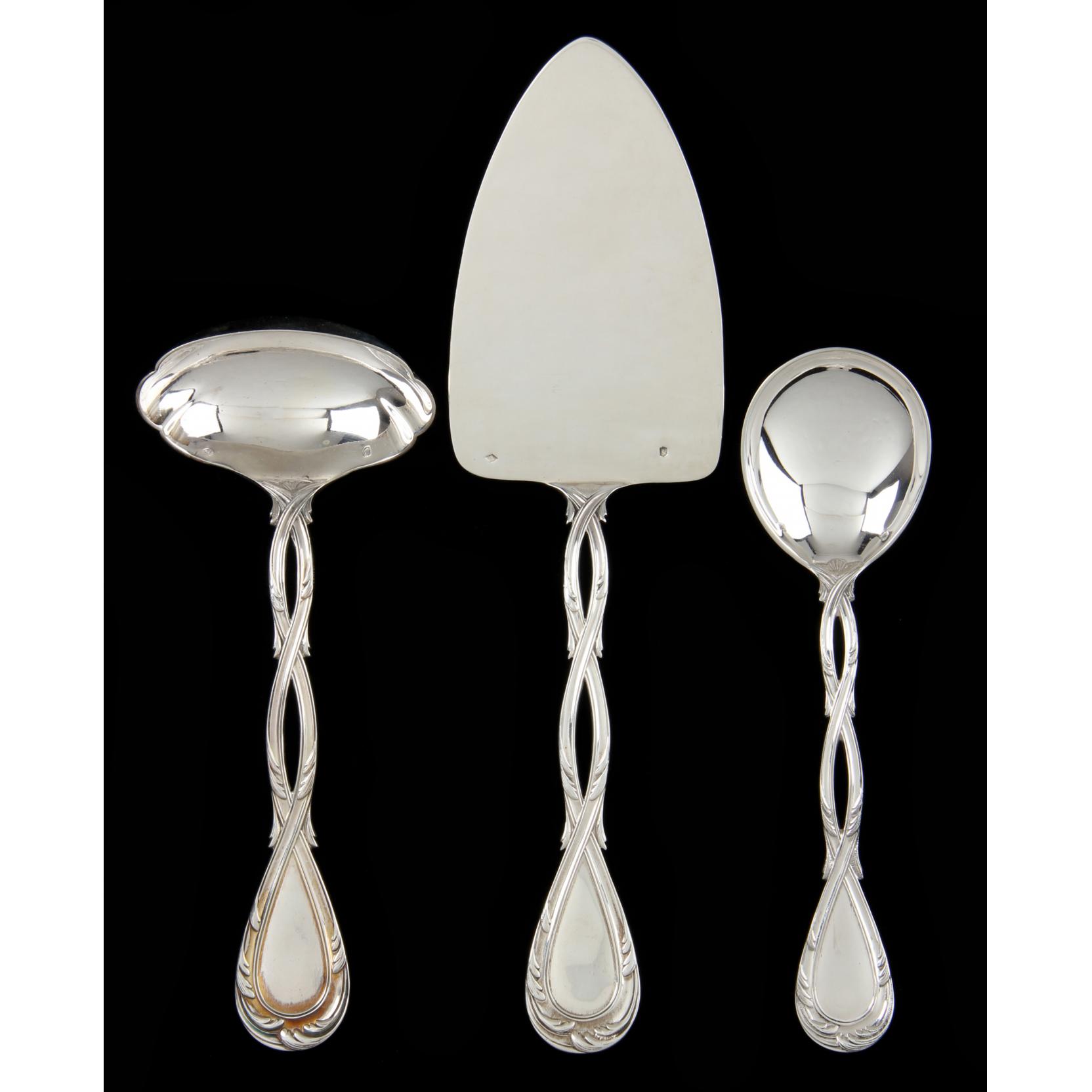 Appraisal: Three Puiforcat Royal First Standard Silver Servers Including a sauce