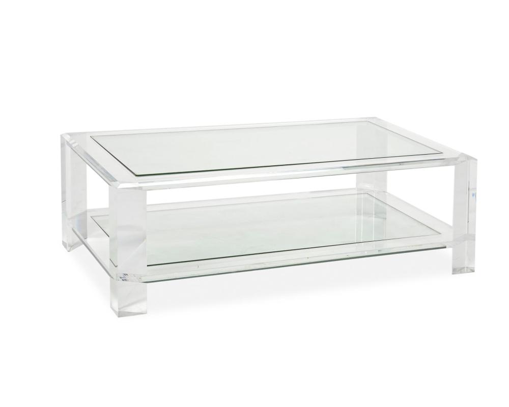 Appraisal: A vintage glass and Lucite coffee table th Century The