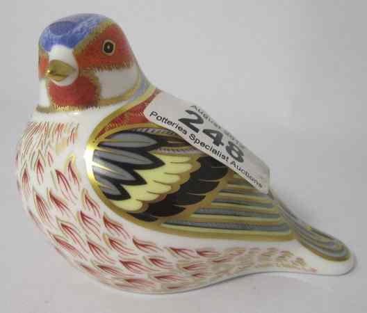 Appraisal: Royal Crown Derby Paperweight Chaffinch Gold Stopper and Boxed