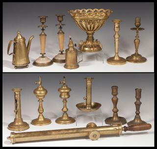 Appraisal: Group of Fourteen French Brass Items th and t Group