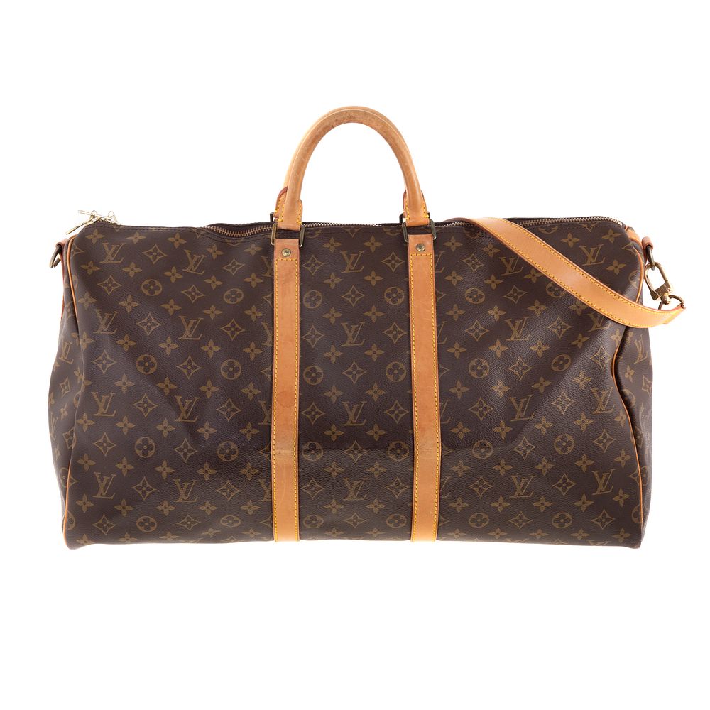 Appraisal: A Louis Vuitton Monogram Keepall A brown and tan Monogram