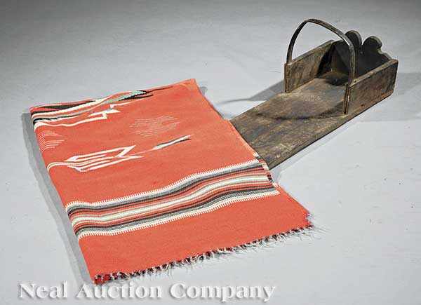 Appraisal: A Navajo Blanket and Cradleboard late th c red woven