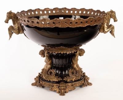 Appraisal: A gilt metal mounted table centrepiece the oval bowl with