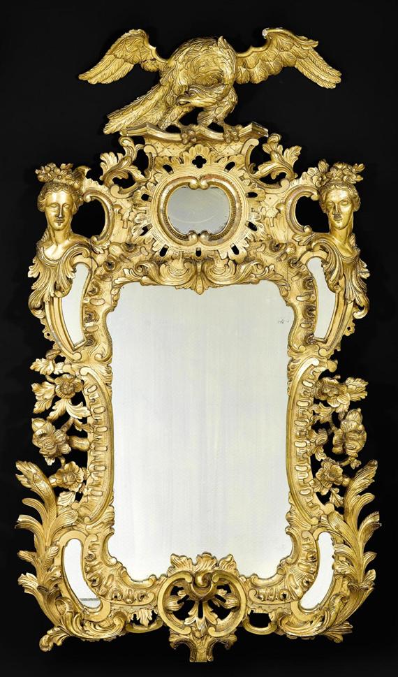 Appraisal: IMPORTANT MIRROR A L'AIGLE late Louis XV probably Ireland th