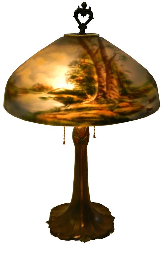 Appraisal: Pittsburgh table lamp c - dome shaped frosted ice shade