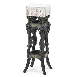 Appraisal: VICTORIAN AESTHETIC MOVEMENT PEDESTAL Inlaid with pewter banding on supports