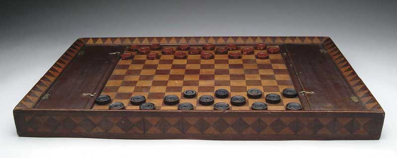 Appraisal: OUTSTANDING INLAID DOUBLE SIDED GAME BOARD Thick board is identical