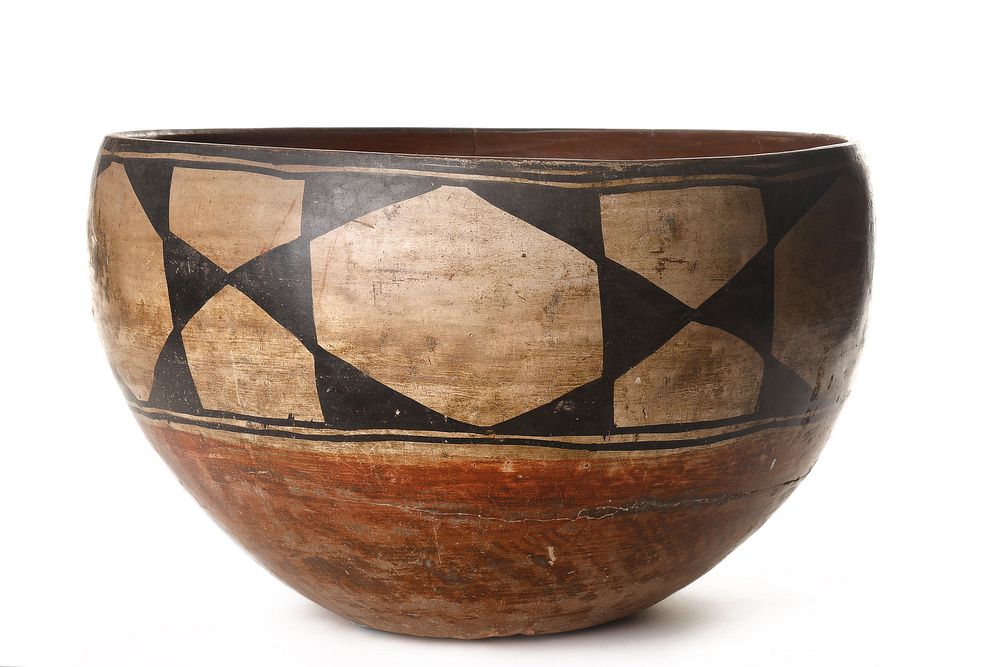 Appraisal: Santo Domingo Polychrome Dough Bowl ca Santo Domingo Polychrome Dough