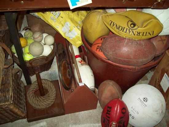 Appraisal: A LARGE COLLECTION OF SPORTING MEMROBIA FOOTBALLS BASKETBALLS TENNIS BALLS