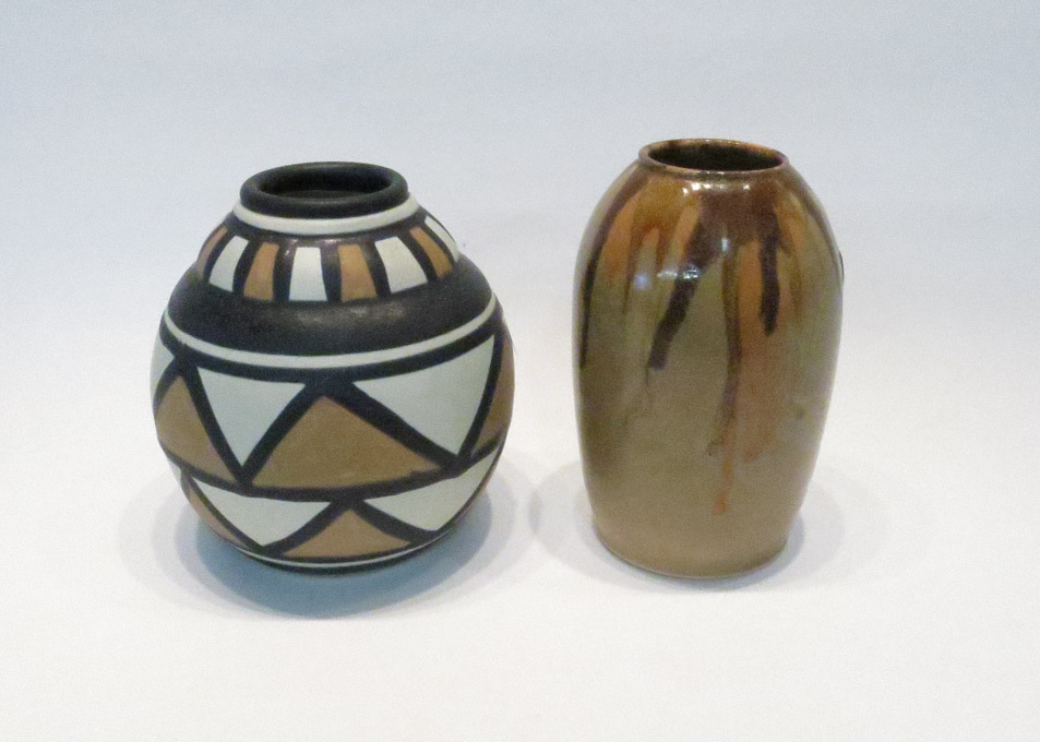 Appraisal: TWO STUDIO ART POTTERY VASES the first by Villeroy Boch