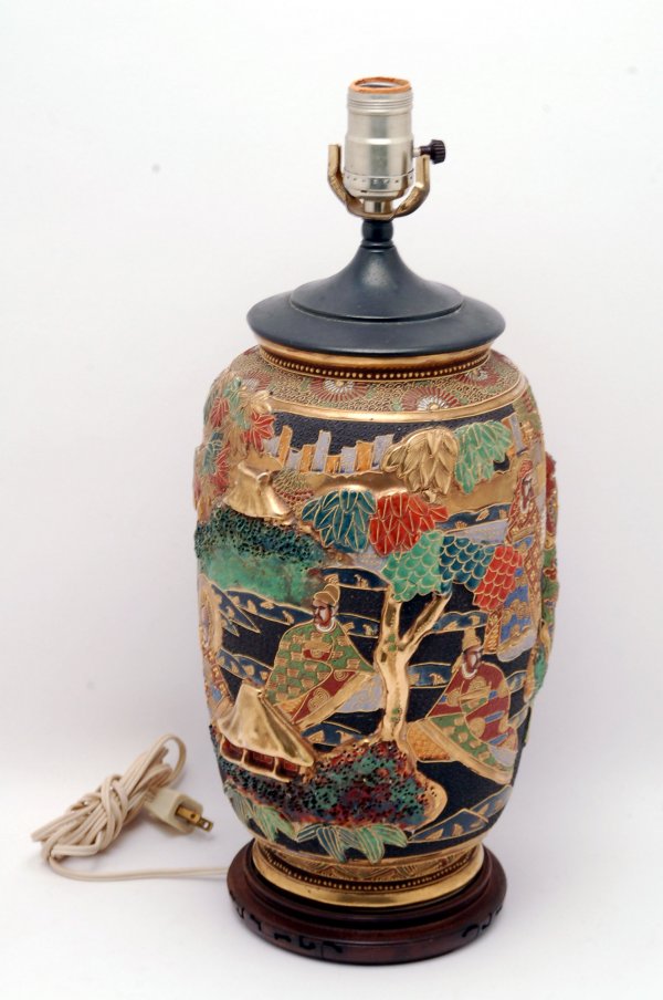 Appraisal: Satsuma vase with high relief molded figures and moriage style